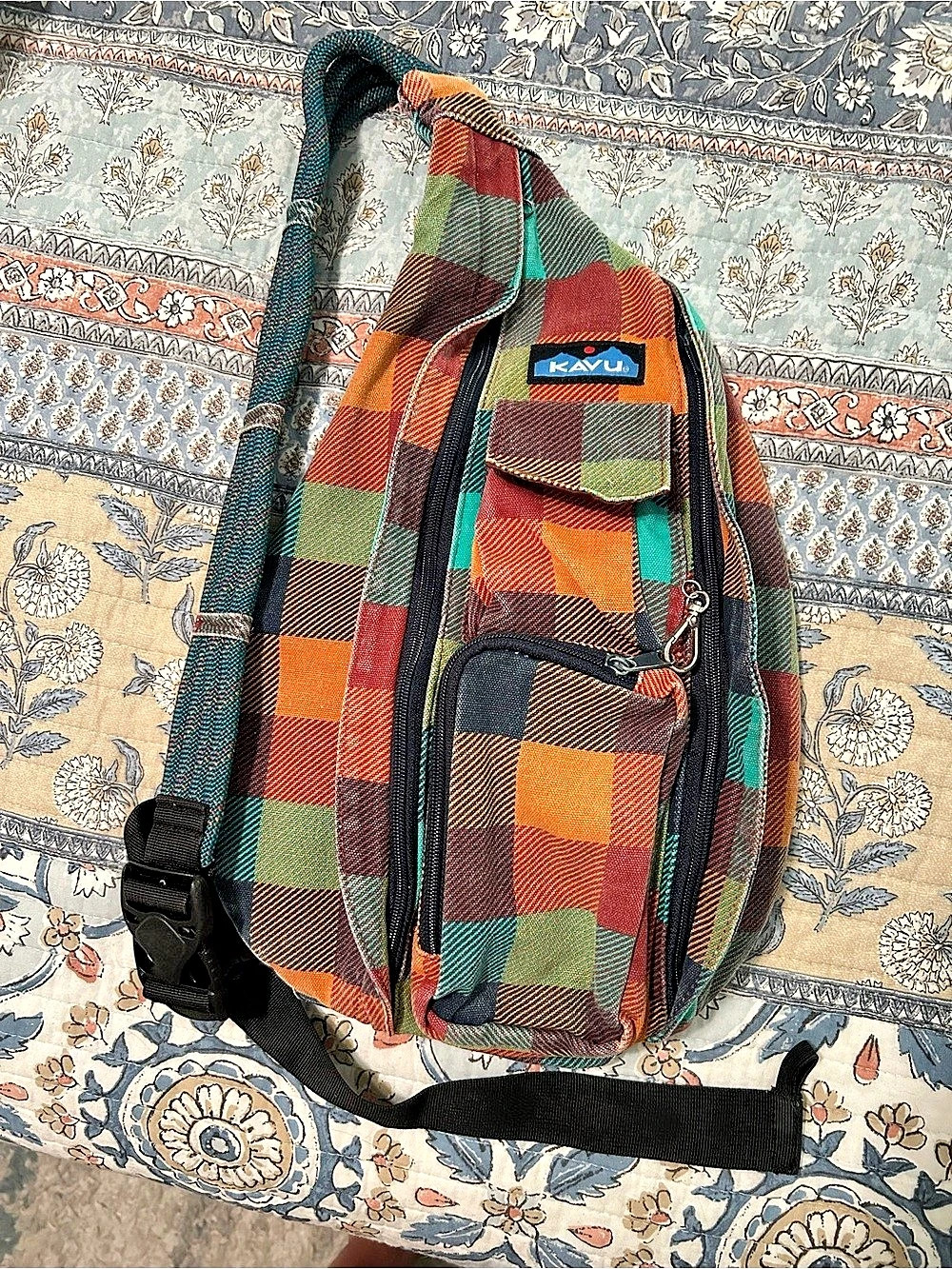 KAVU Mini Rope Sling Plaid Bag in Multicolor